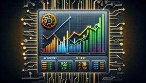 performance benchmarks before and after PC optimization, complete with graphs showing frame rates and temperatures.