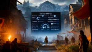 displaying advanced graphical settings within a video game interface.